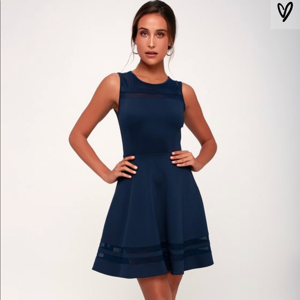 Lulus FINAL STRETCH NAVY BLUE DRESS